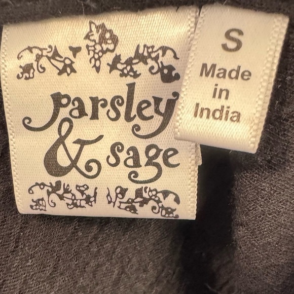 Parsley And Sage Tunic Top Sz S Button Front Black Multi Floral Print Artsy Boho - Picture 7 of 8